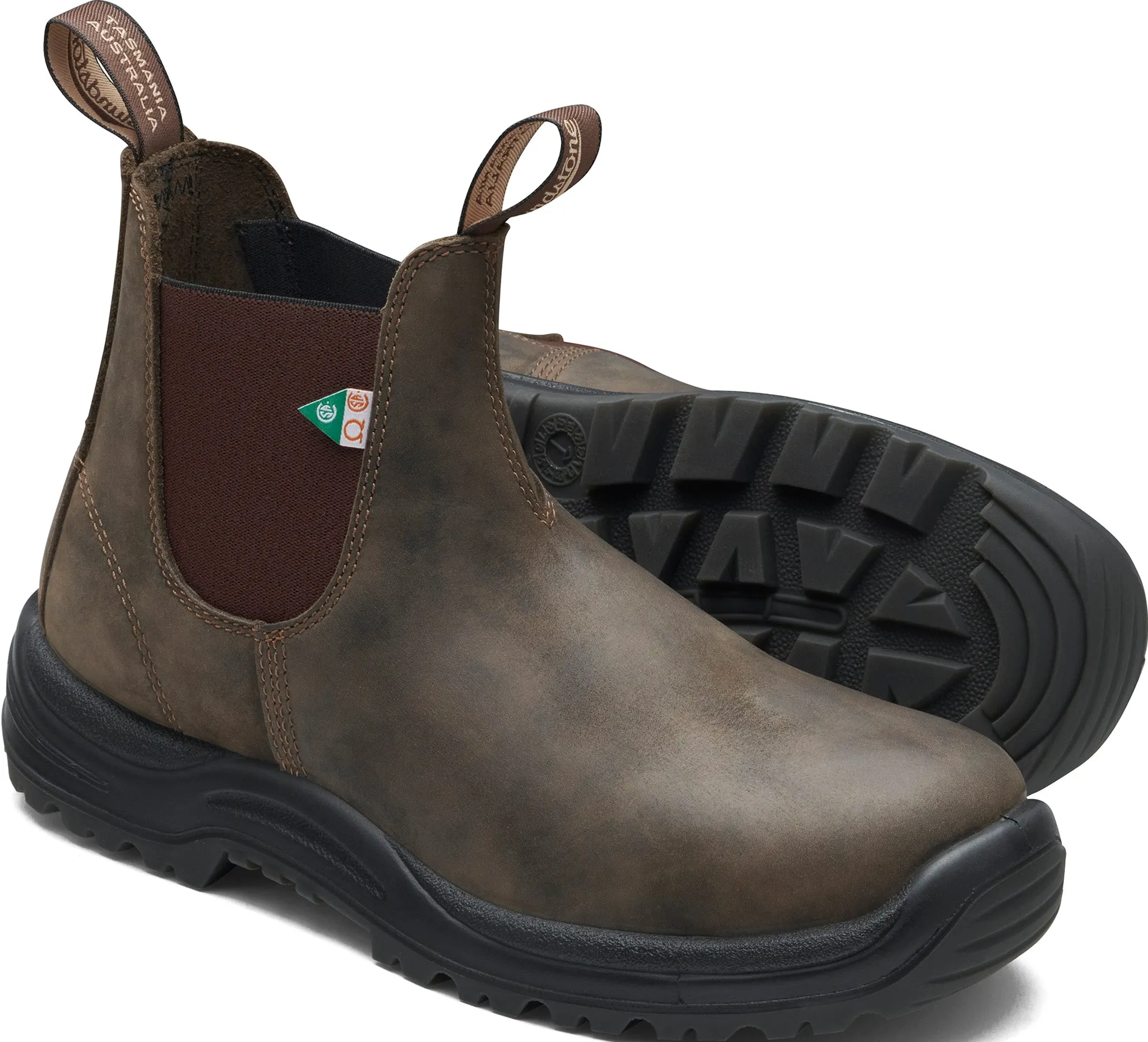 180 - Work & Safety Waxy Rustic Brown Boots - Unisex|-|180 - Bottes Travail et Sécurité brun rustique cireux - Unisexe