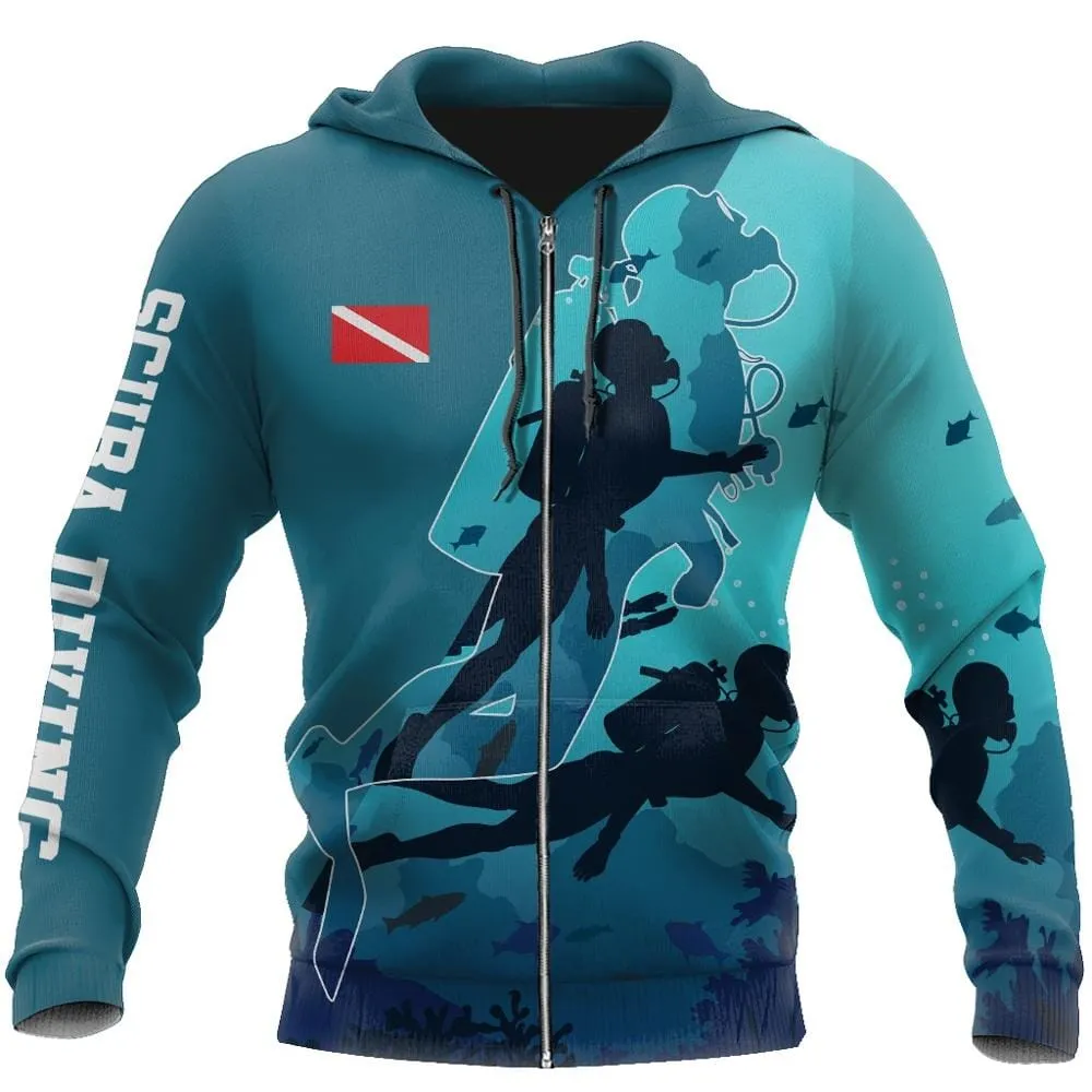 3D Print Unisex Scuba Diving Hoodie | Stylish Underwater Apparel