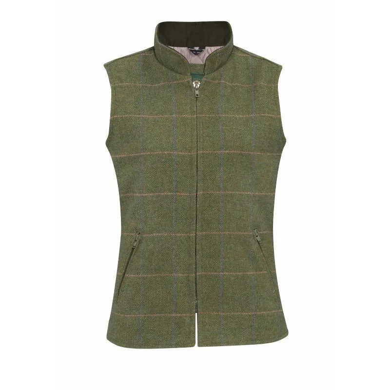 Alan Paine Rutland Ladies Tweed Gilet - Artichoke