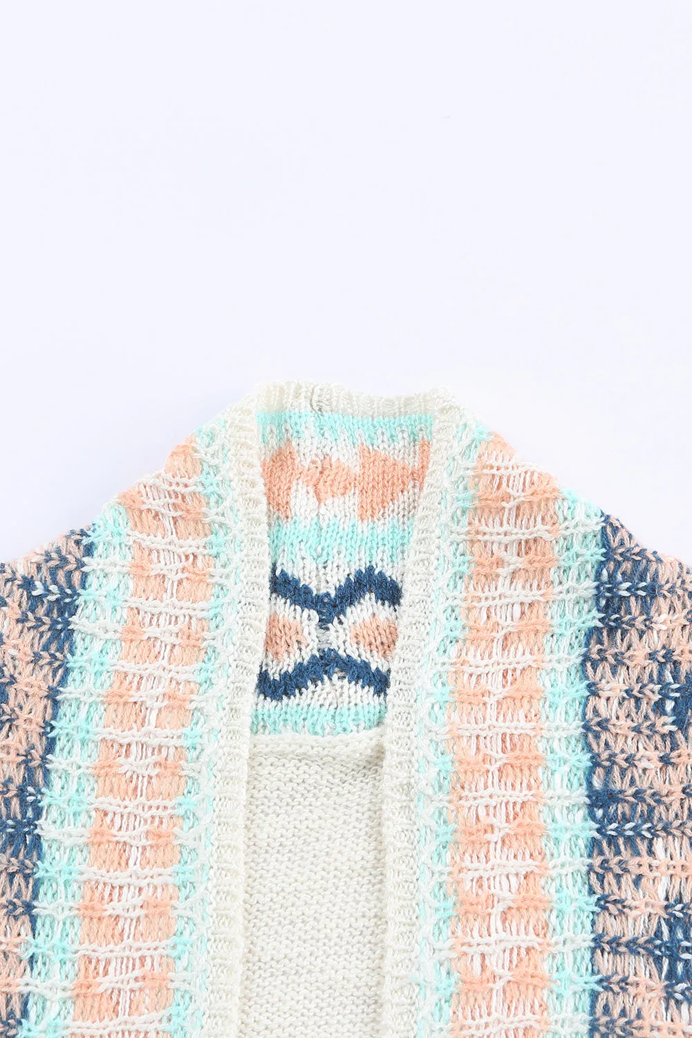 Apricot  Aztec Print Open Front Cardigan