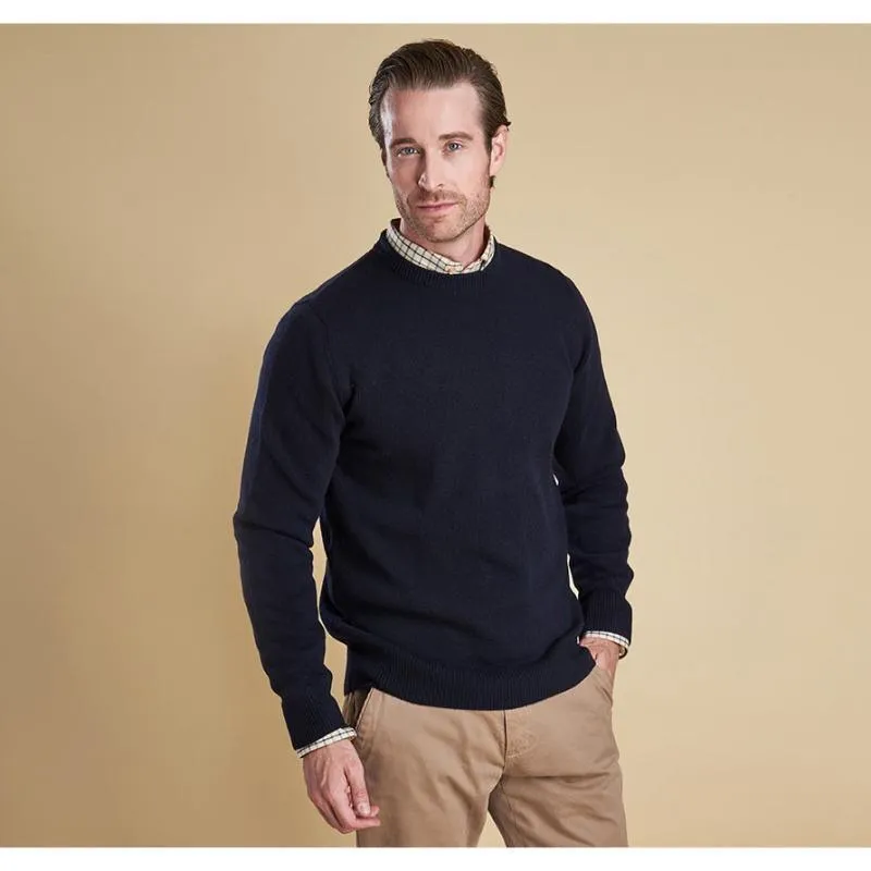 Barbour Nelson Essential Lambswool Crew Neck Mens Jumper - Navy