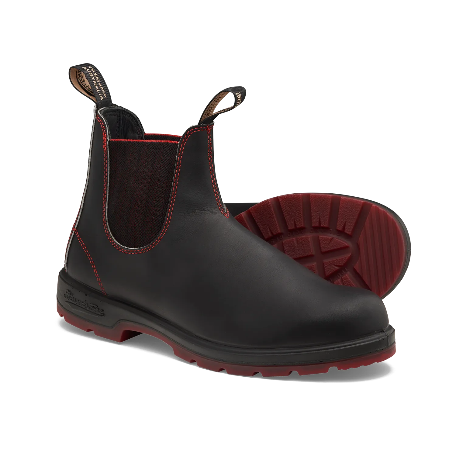 Blundstone 2342 Classic Black with Red Herringbone Elastic and Red Sole