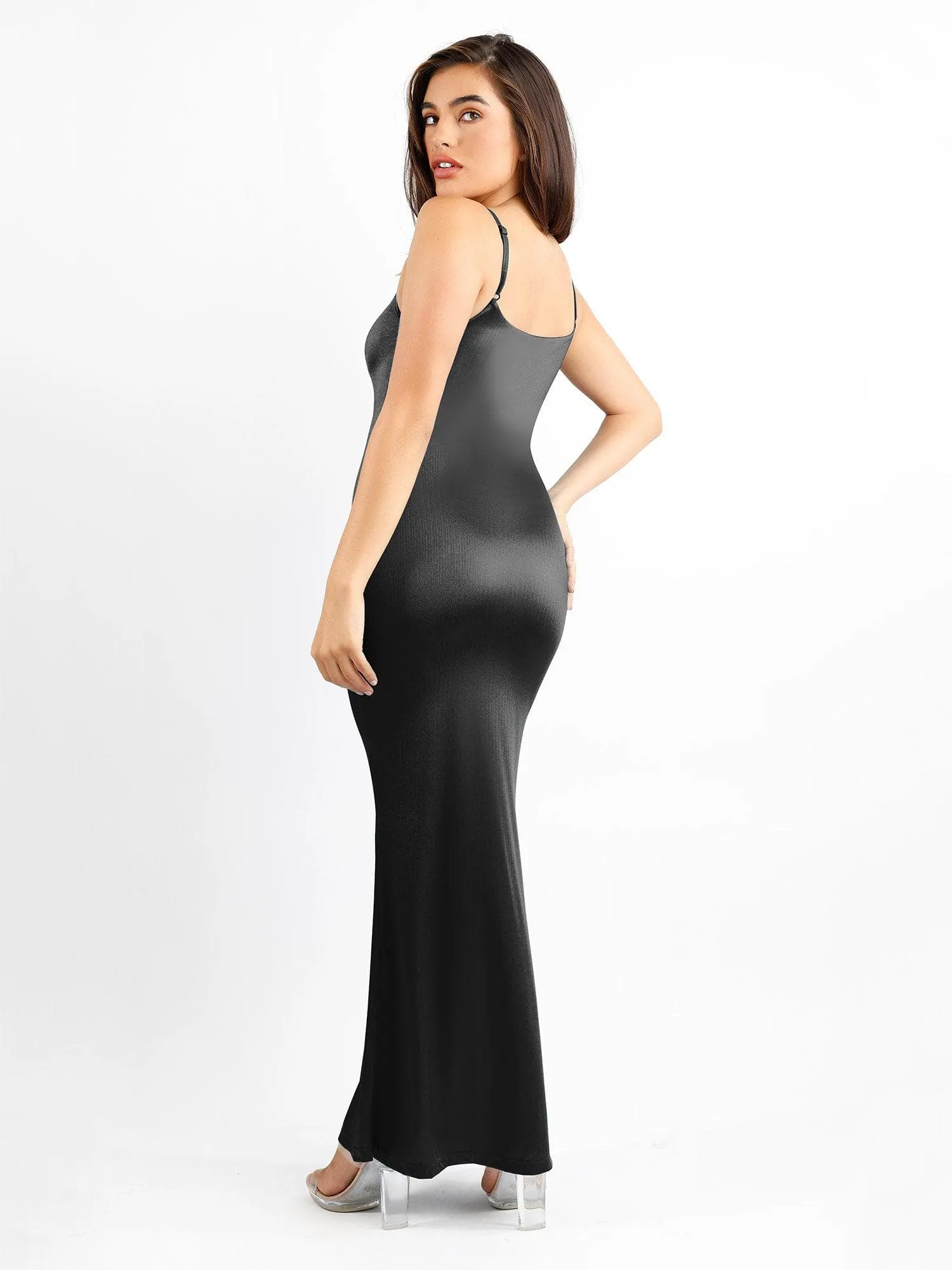 Built-In Shapewear Slip Shine Maxi Dress