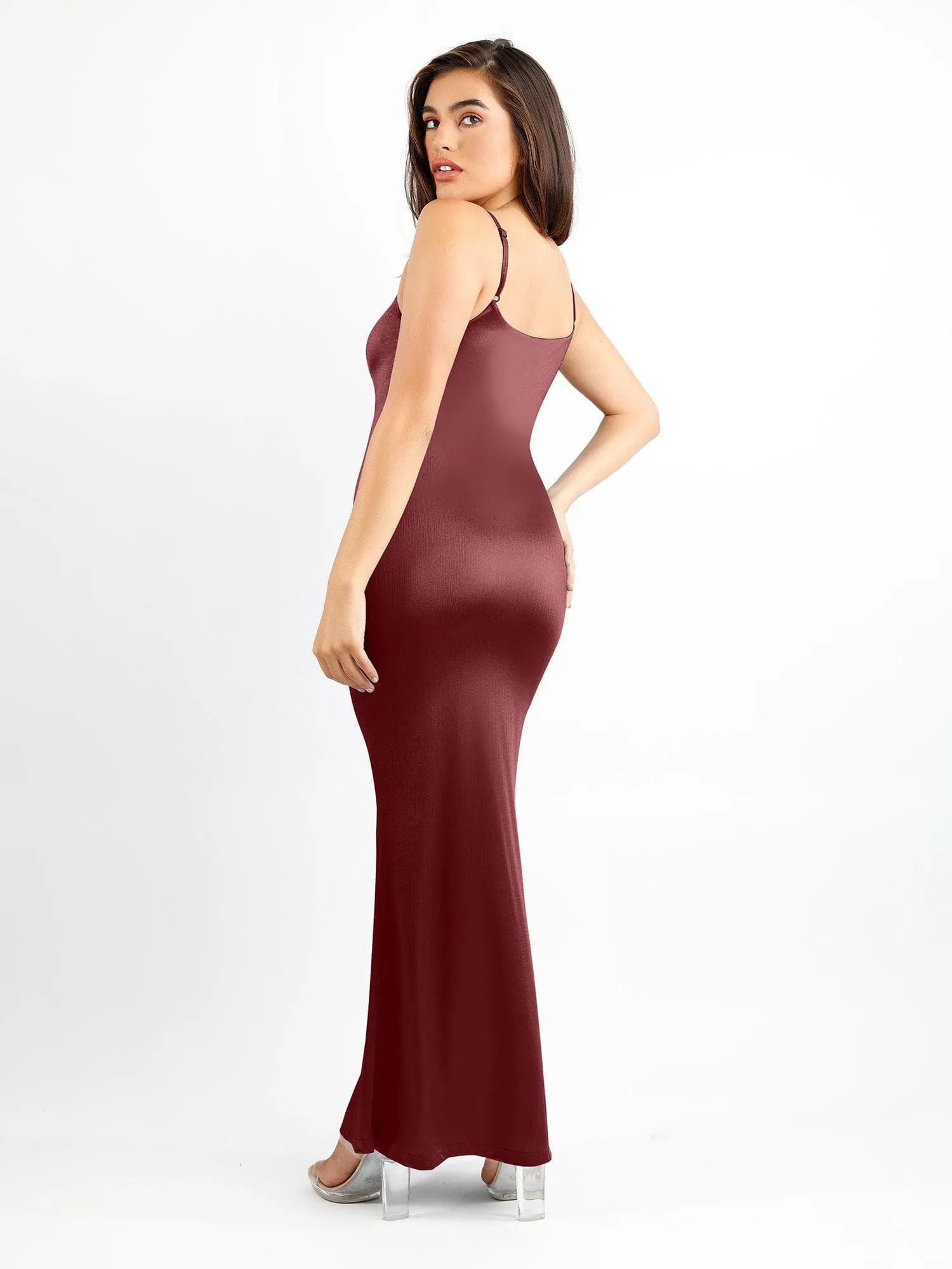 Built-In Shapewear Slip Shine Maxi Dress