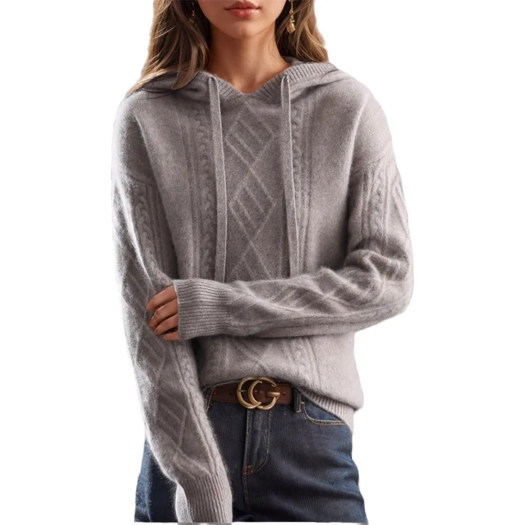 Classic Jacquard Knit Hooded Sweater