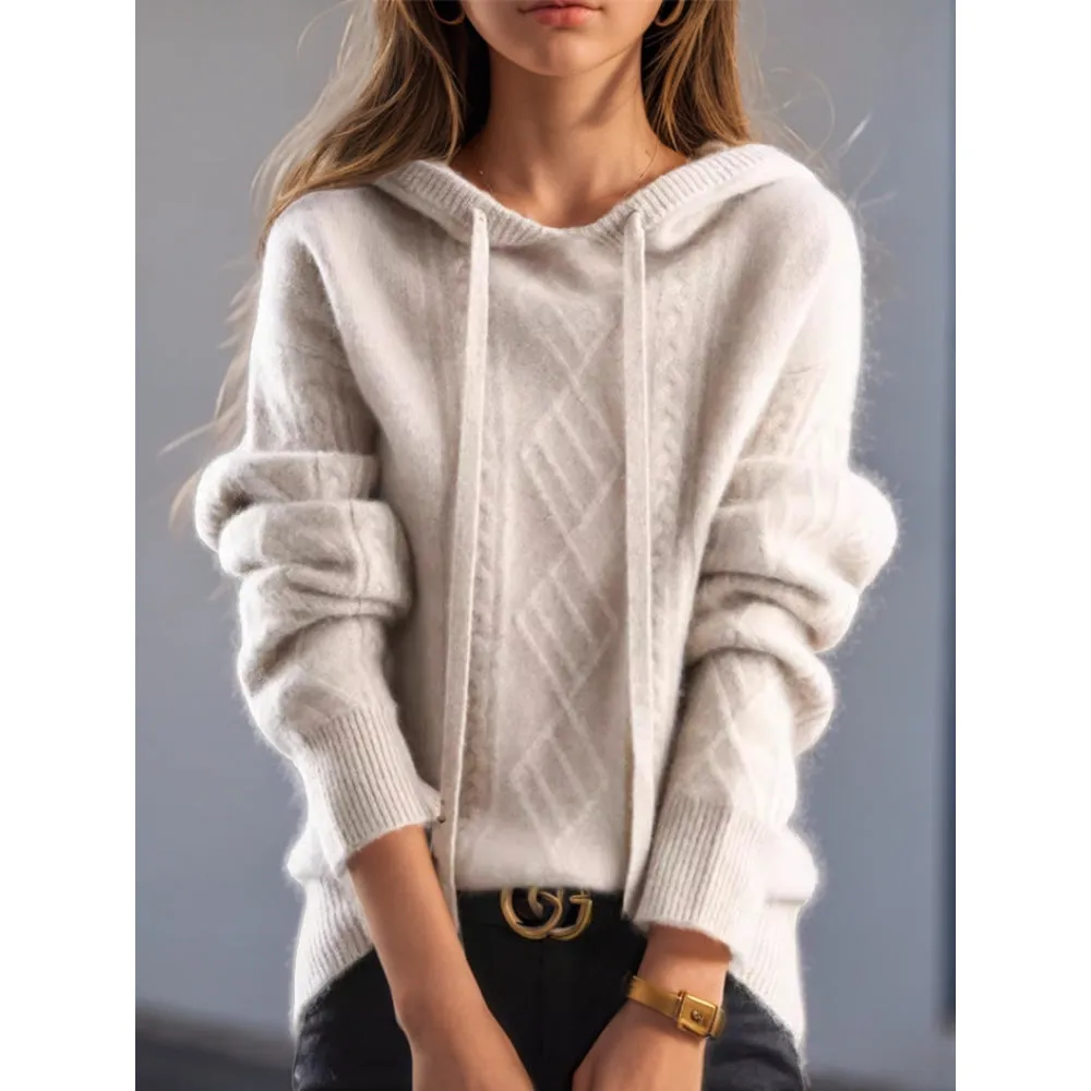 Classic Jacquard Knit Hooded Sweater