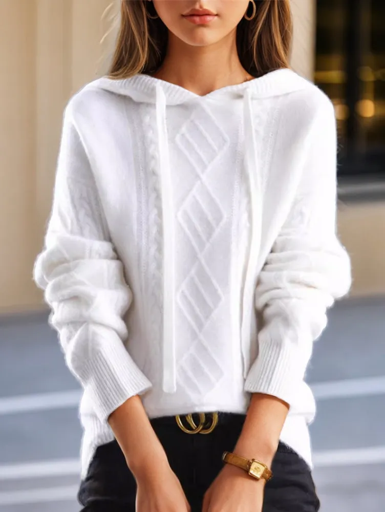 Classic Jacquard Knit Hooded Sweater