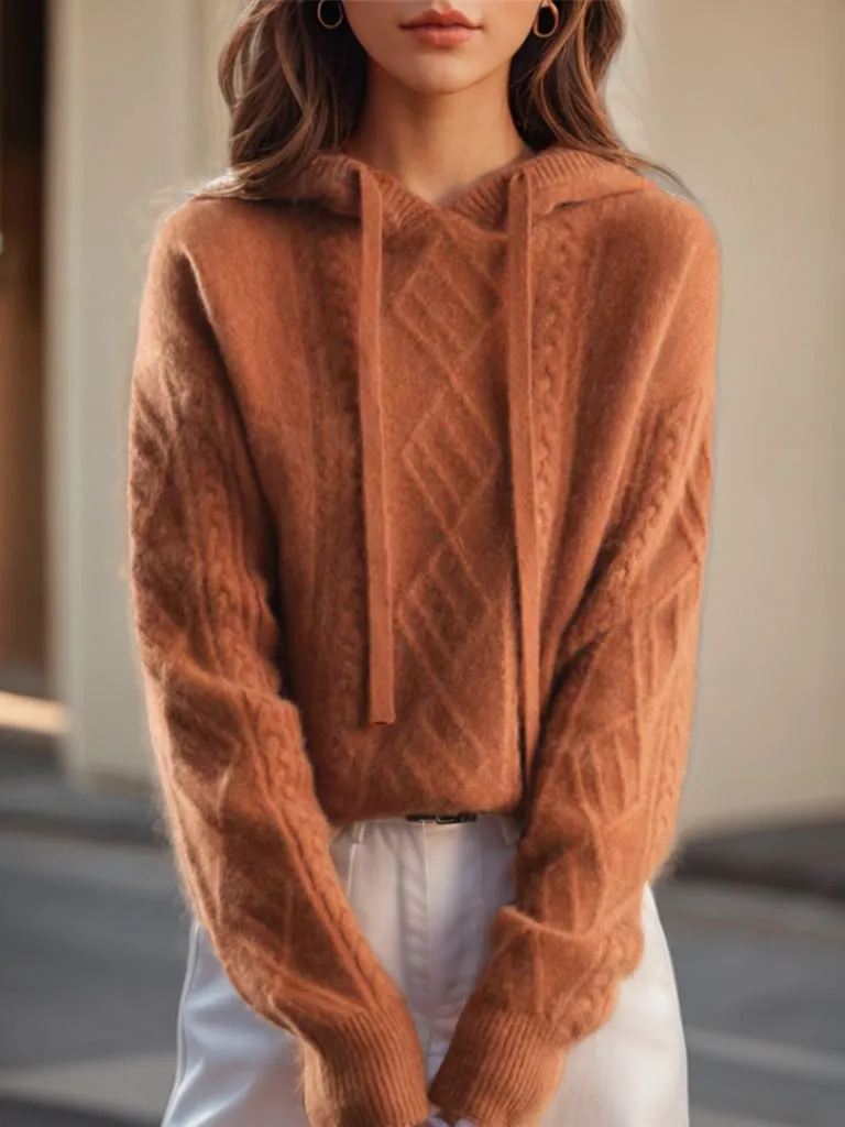 Classic Jacquard Knit Hooded Sweater