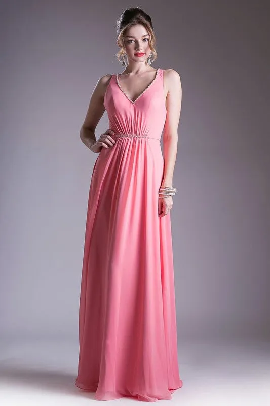 Coral Long Evening Dress