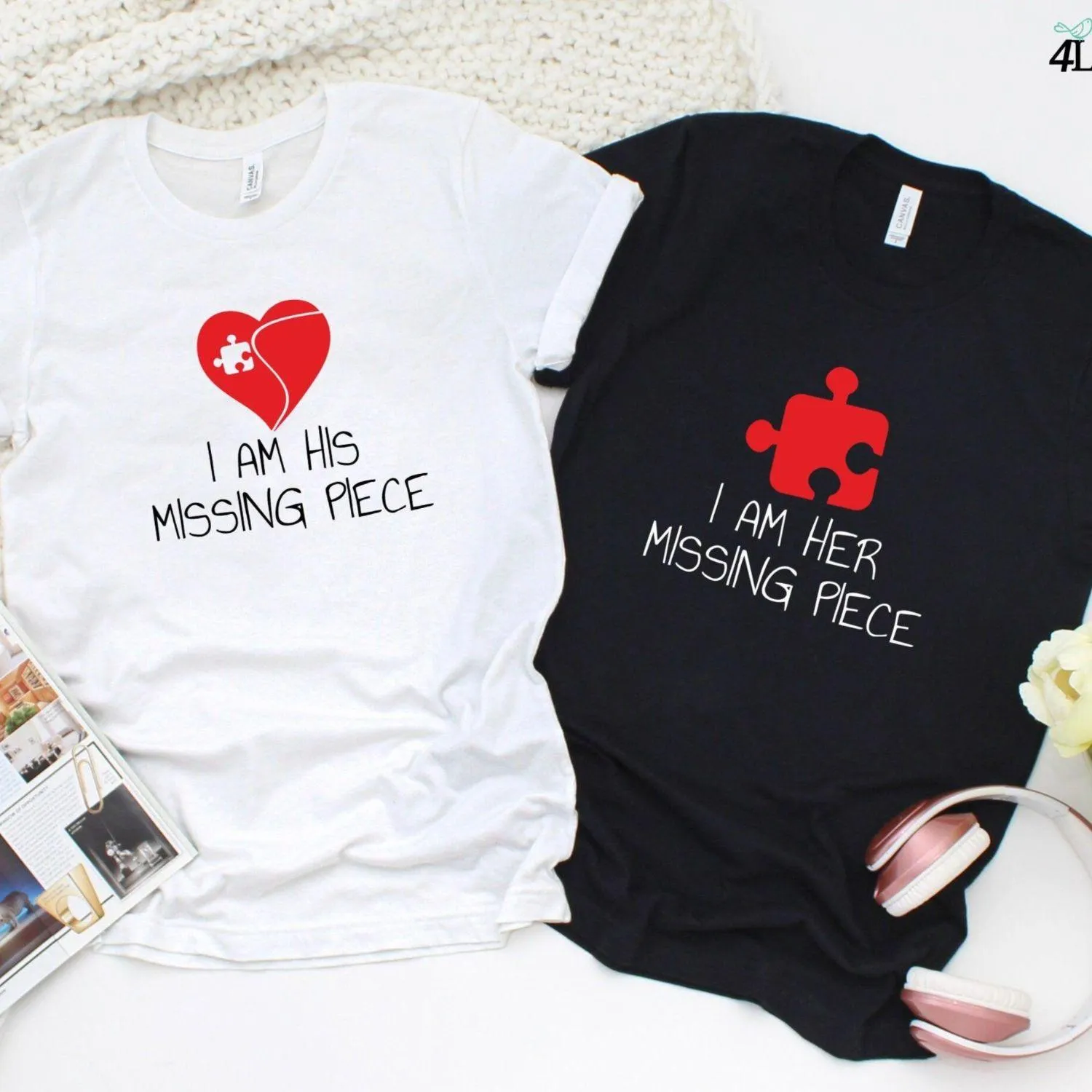 Couple's Matching Set: "I'm Her/His Missing Piece" - Witty & Adorable Outfits, Perfect Gift