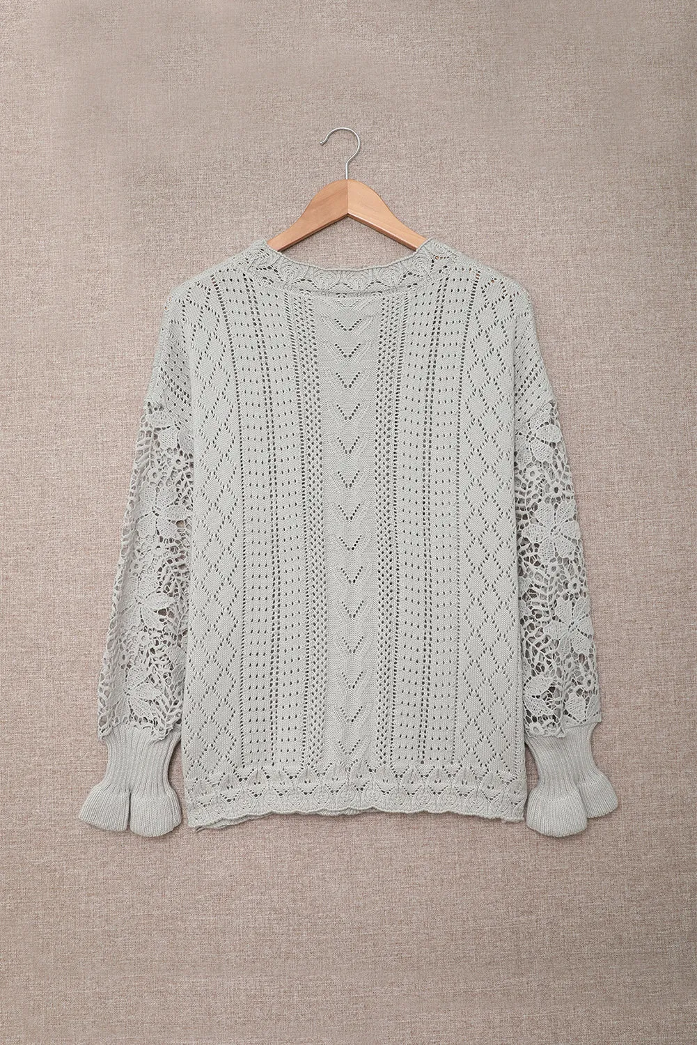 Crochet Lace Pointelle Knit Sweater