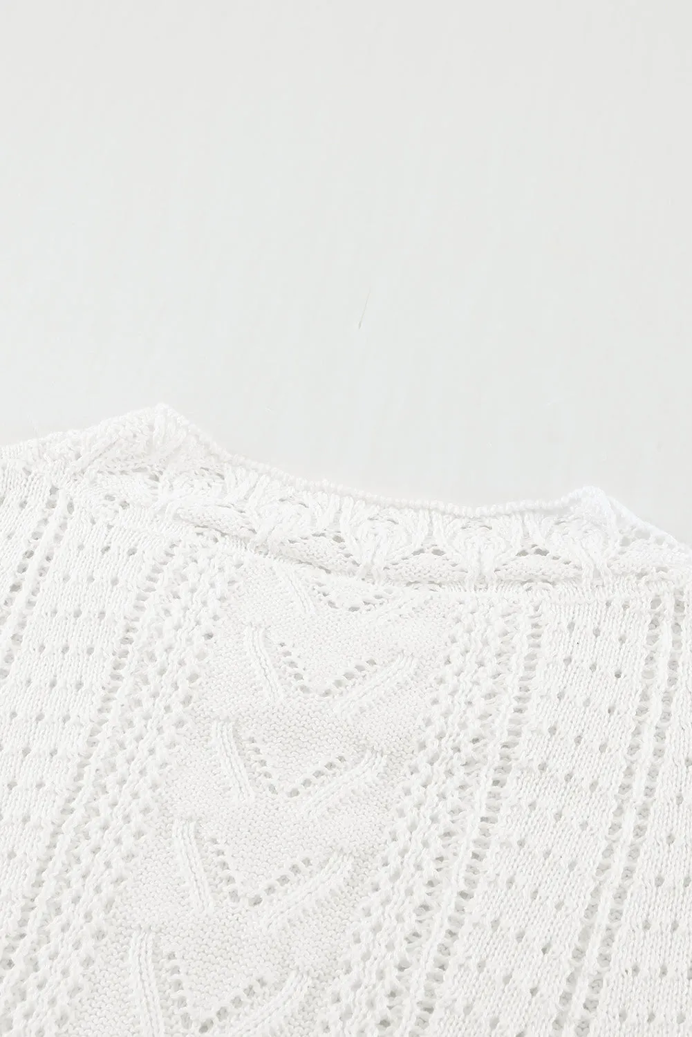 Crochet Lace Pointelle Knit Sweater