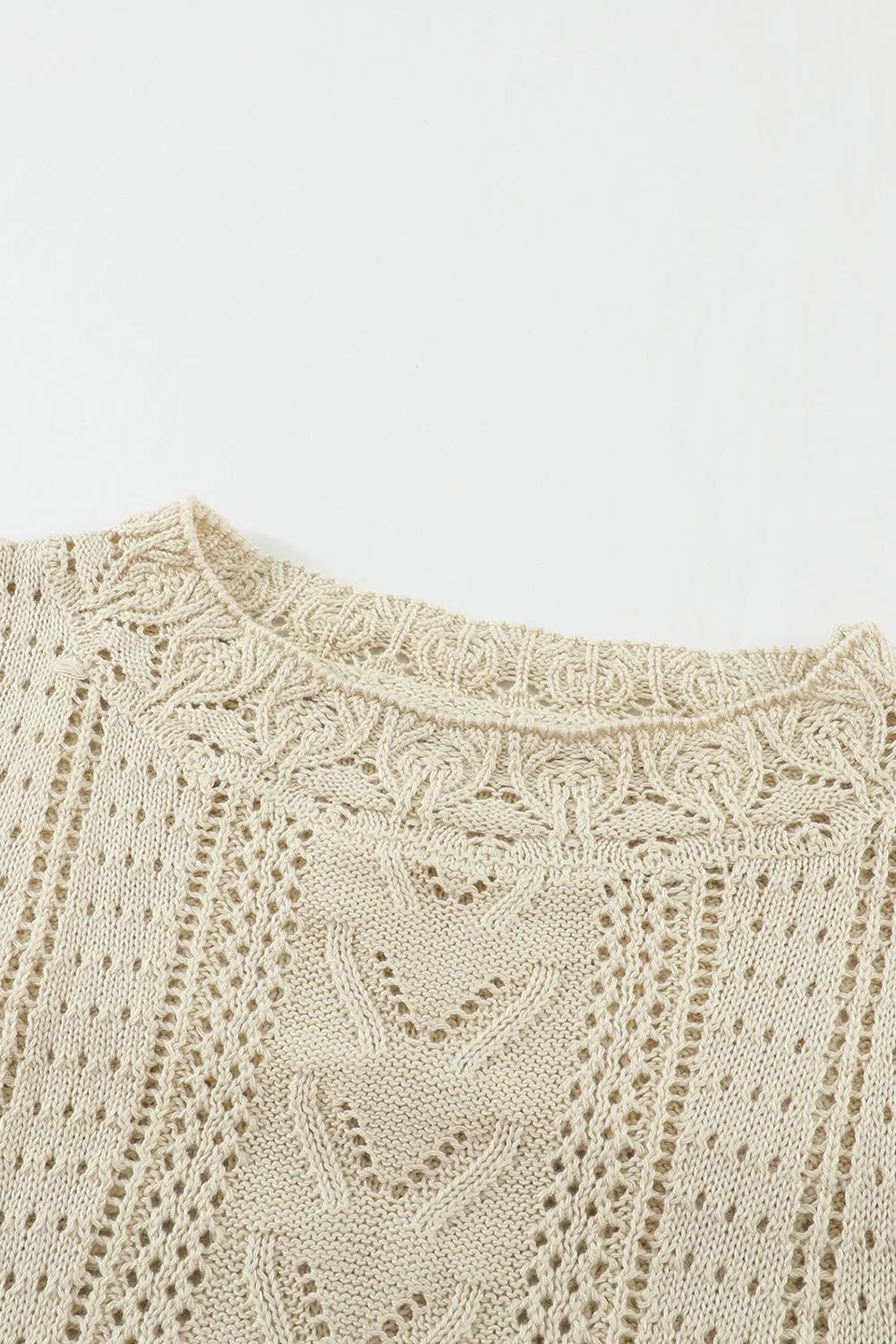 Crochet Lace Pointelle Knit Sweater