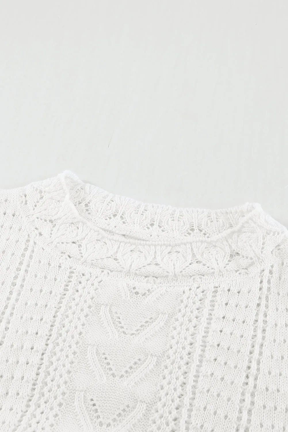 Crochet Lace Pointelle Knit Sweater