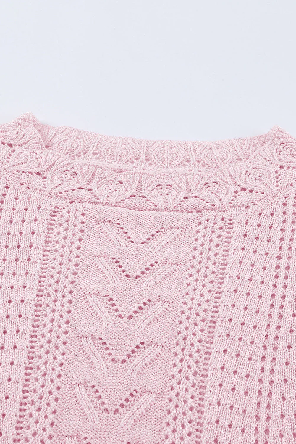 Crochet Lace Pointelle Knit Sweater