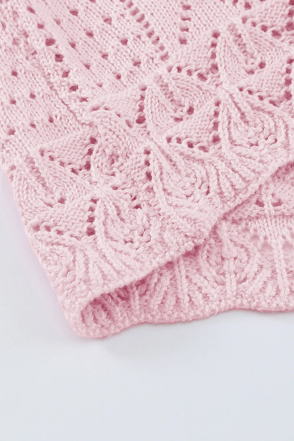 Crochet Lace Pointelle Knit Sweater