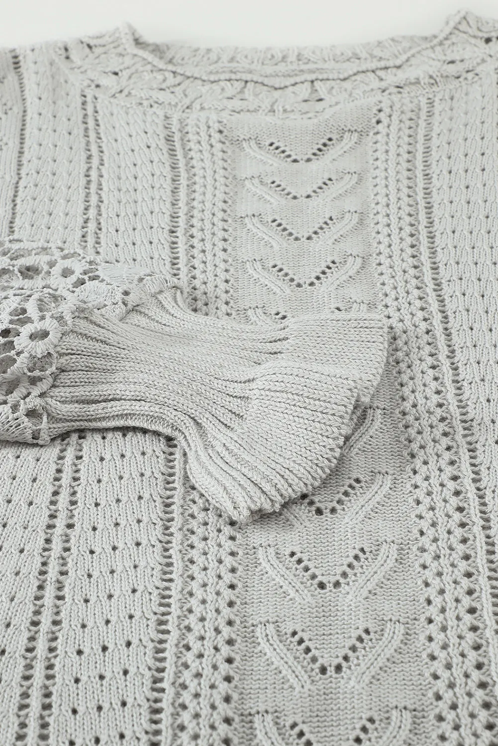 Crochet Lace Pointelle Knit Sweater