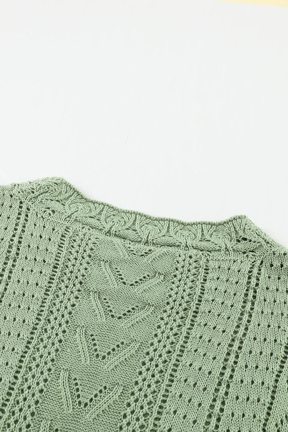 Crochet Lace Pointelle Knit Sweater