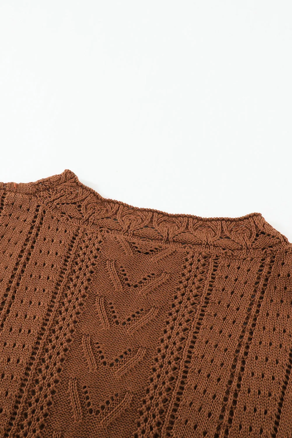 Crochet Lace Pointelle Knit Sweater