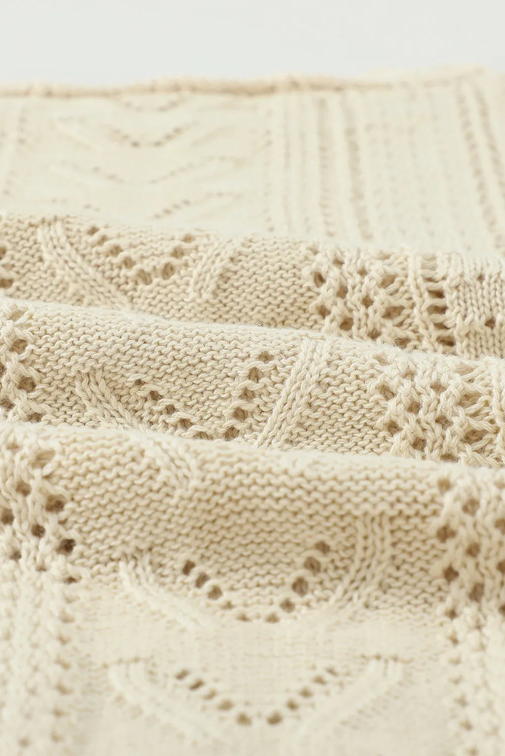 Crochet Lace Pointelle Knit Sweater