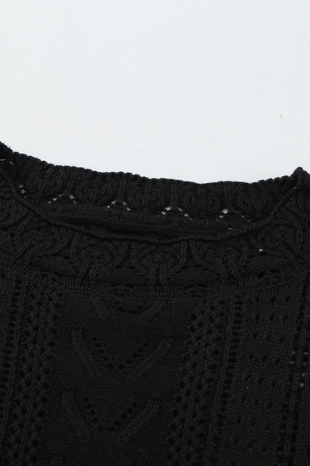 Crochet Lace Pointelle Knit Sweater