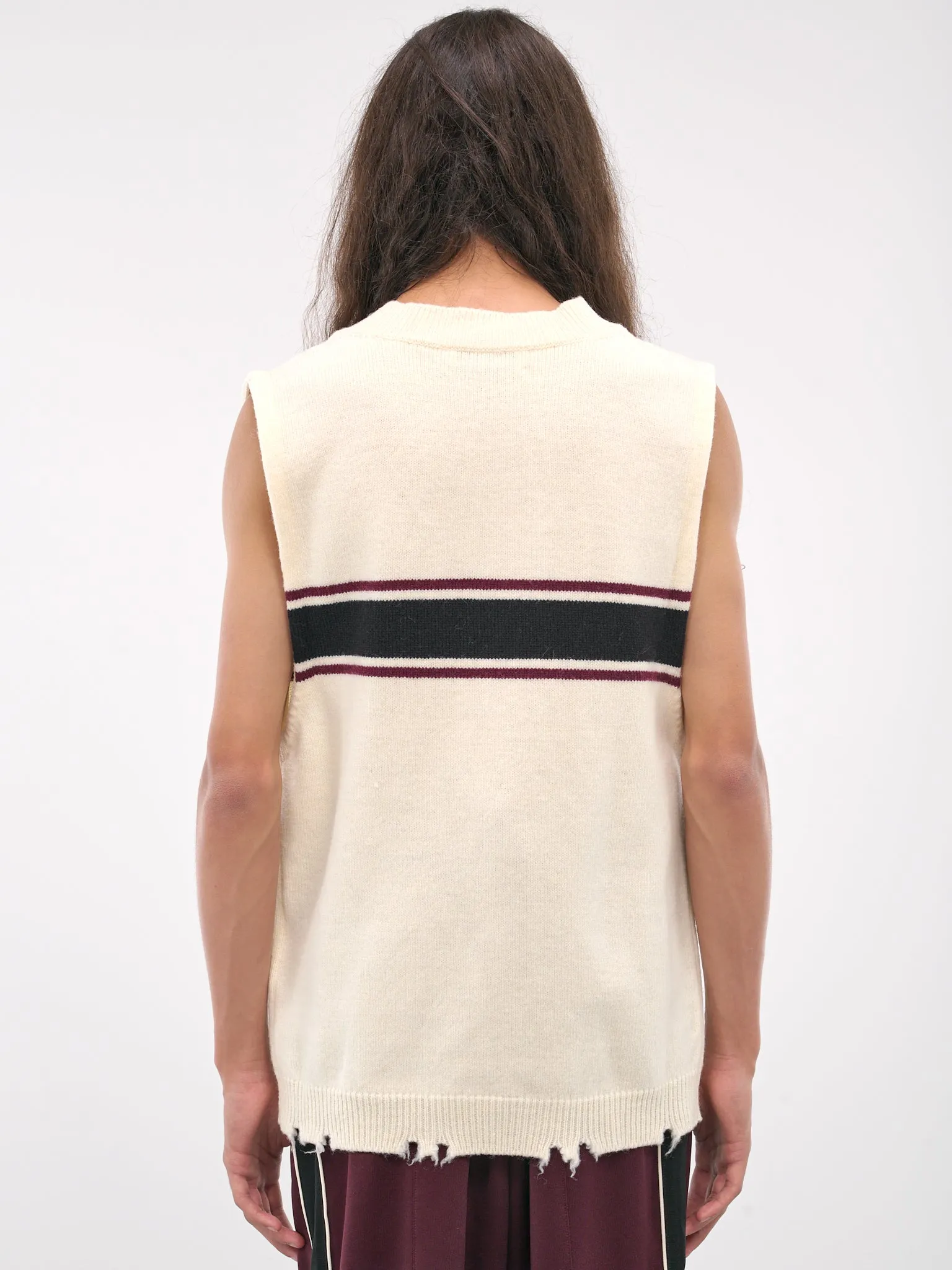 Damaged Rib-Knit Vest (BMHZ001-KNI001-TOFU)