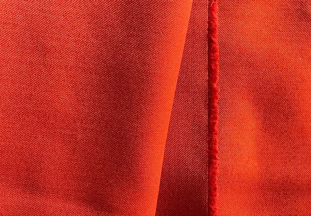 Double-Faced Burnt Orange Stretch Twill Wool Coating