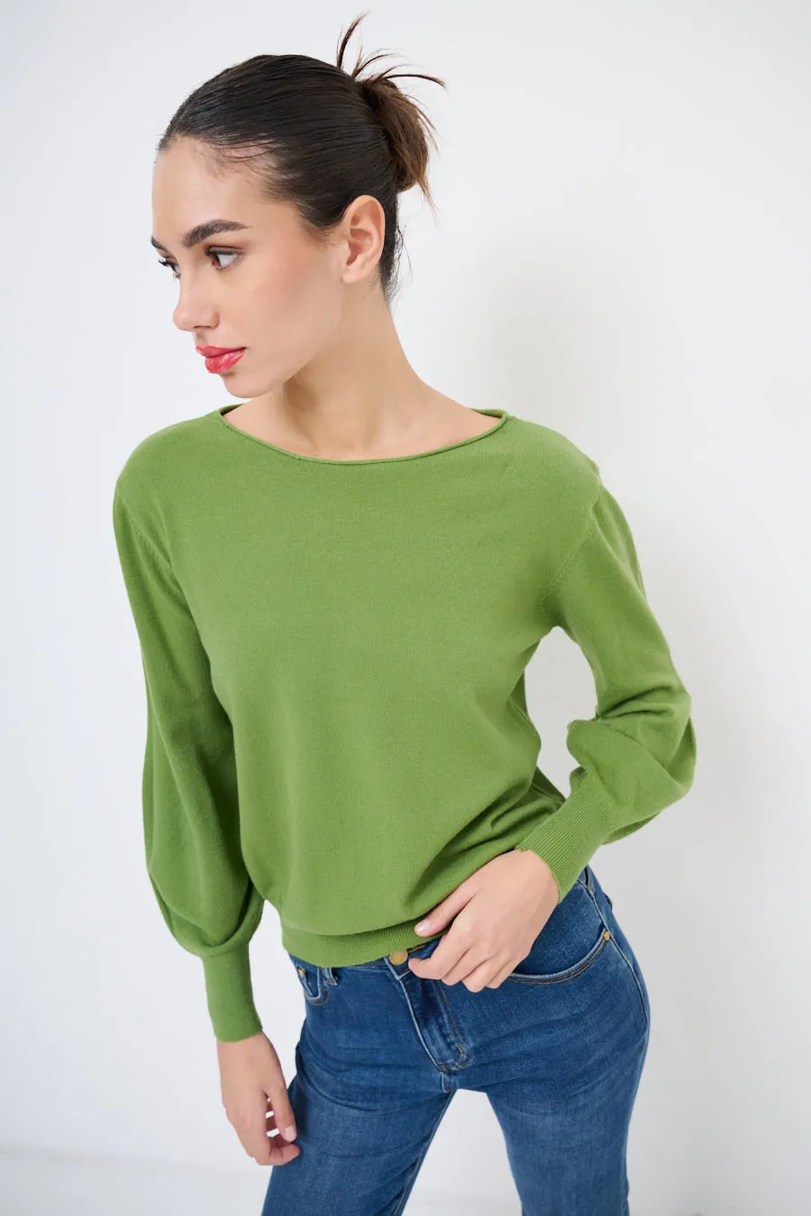 Elegant boat neck sweater wholesale