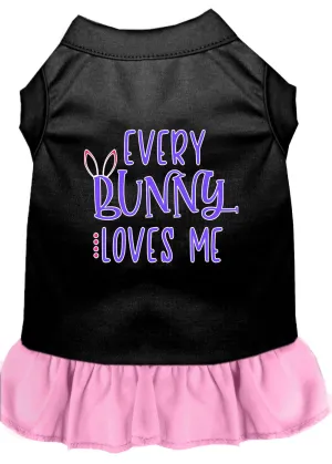 Every Bunny Loves Me Screen Print Dog Dress Black With Light Pink Xl (16)