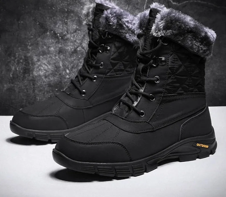 Fashion Casual Mens Shoes Warm Plush Boots Lace Up Non-Slip Handmade Comfortable Fur Waterproof Snow Boots Size 38-48