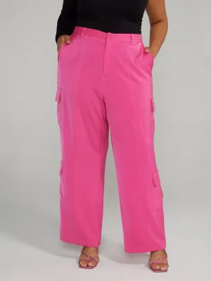 Fashion To Figure - Wide Leg Satin Cargo Pants