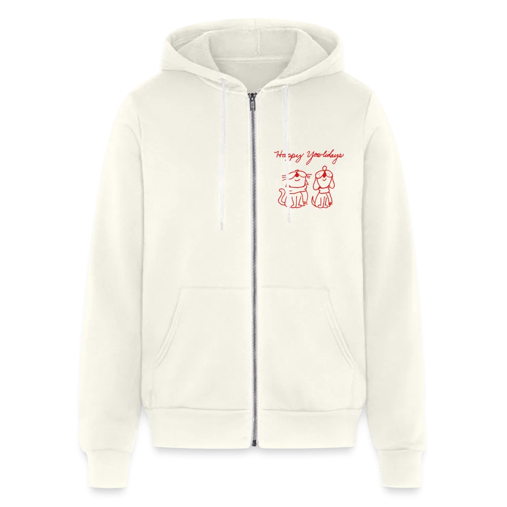 Happy Yowlidays Small Logo Bella   Canvas Unisex Full Zip Hoodie