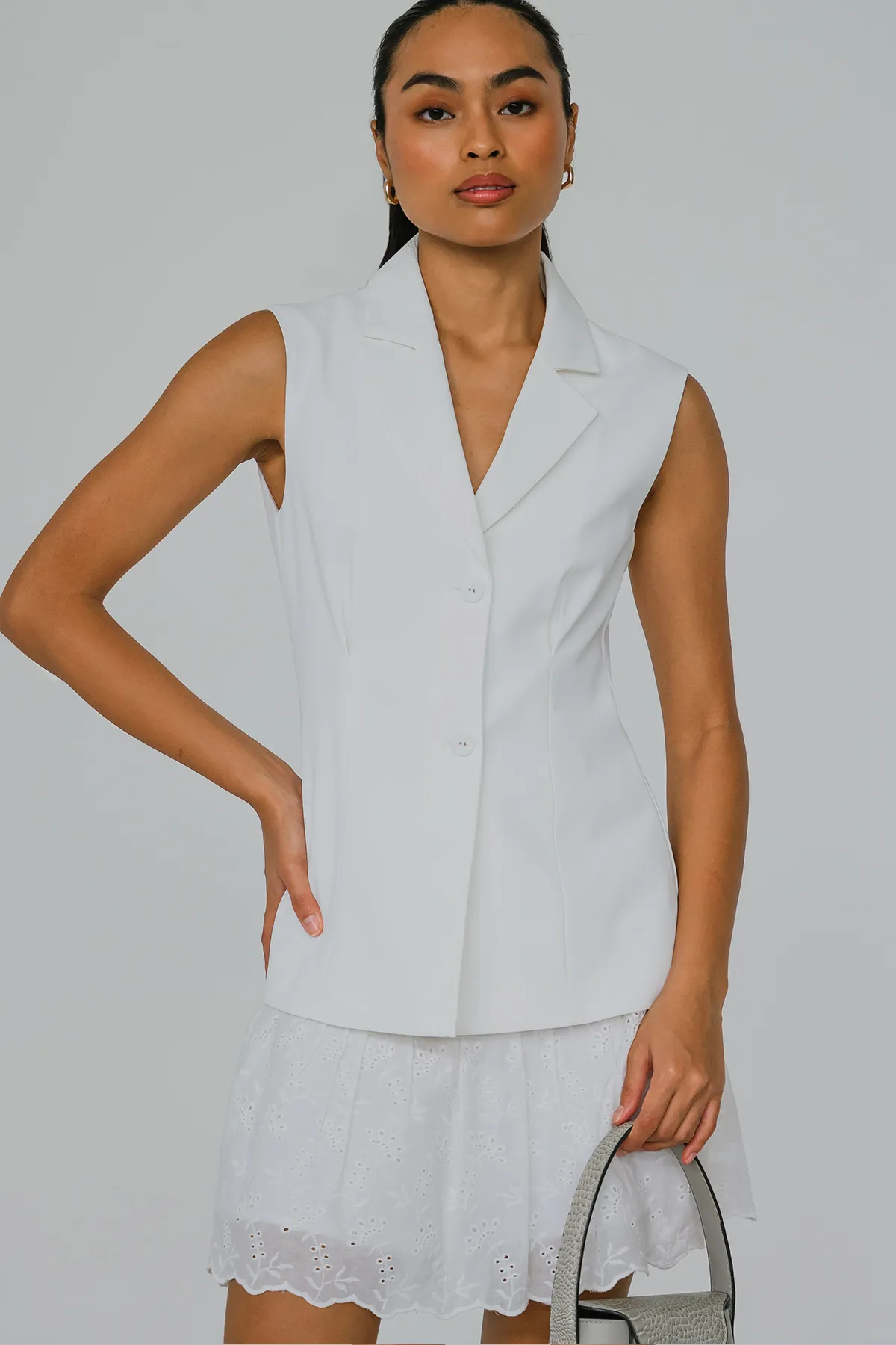 Harper Tailored Vest (White)