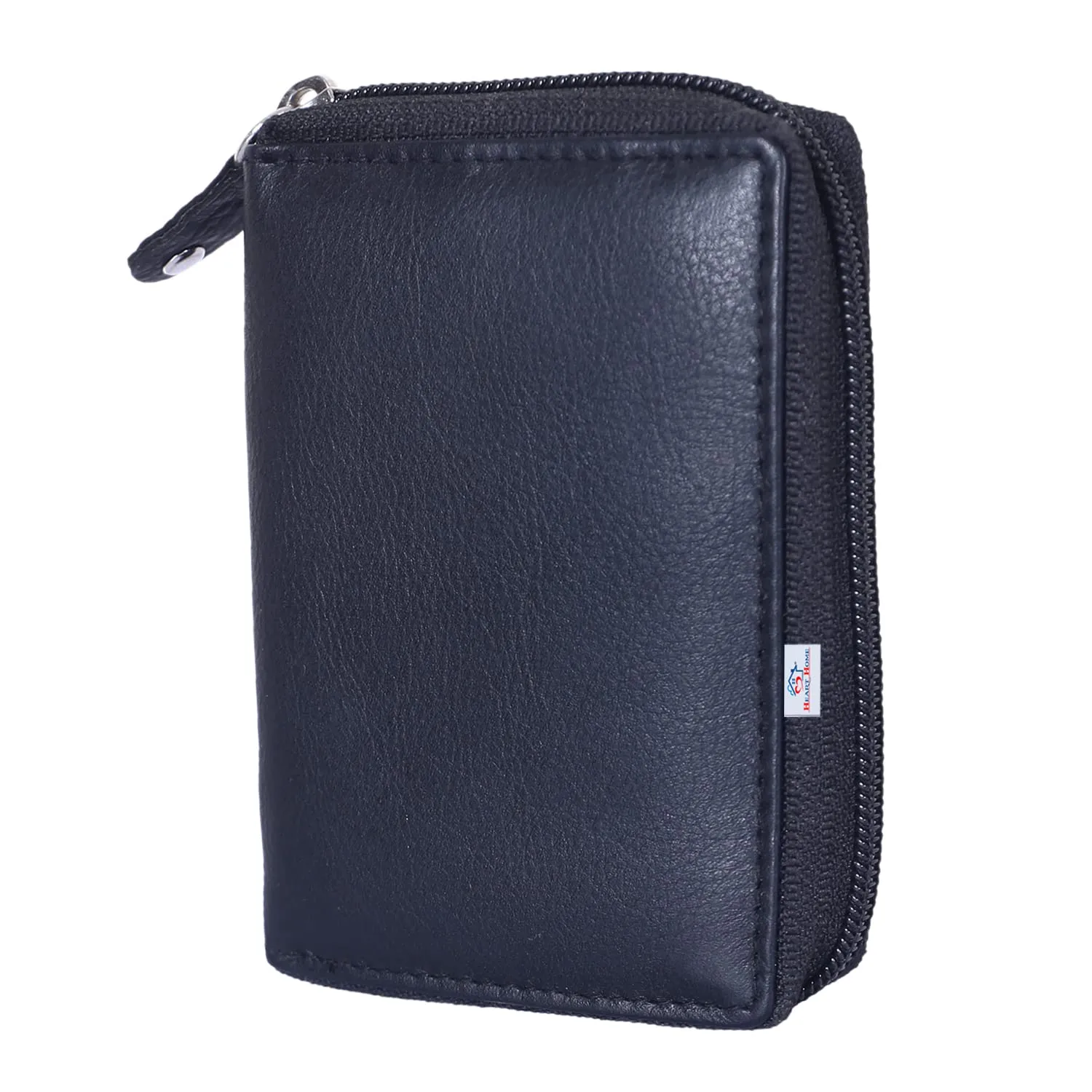 Heart Home Soft Leather Card Holder | Zipper Wallet for Man & Woman with 11 Slot (Black)