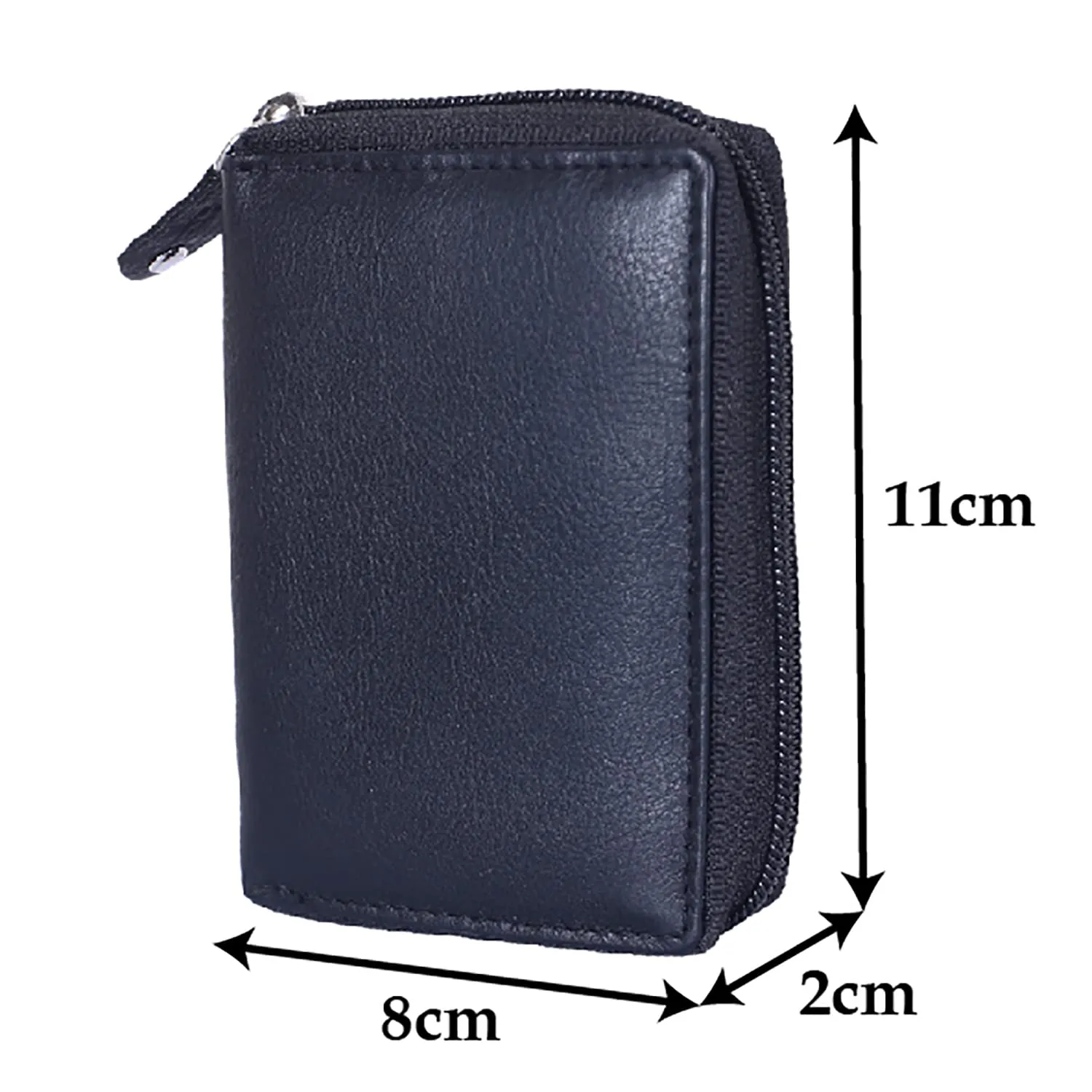 Heart Home Soft Leather Card Holder | Zipper Wallet for Man & Woman with 11 Slot (Black)