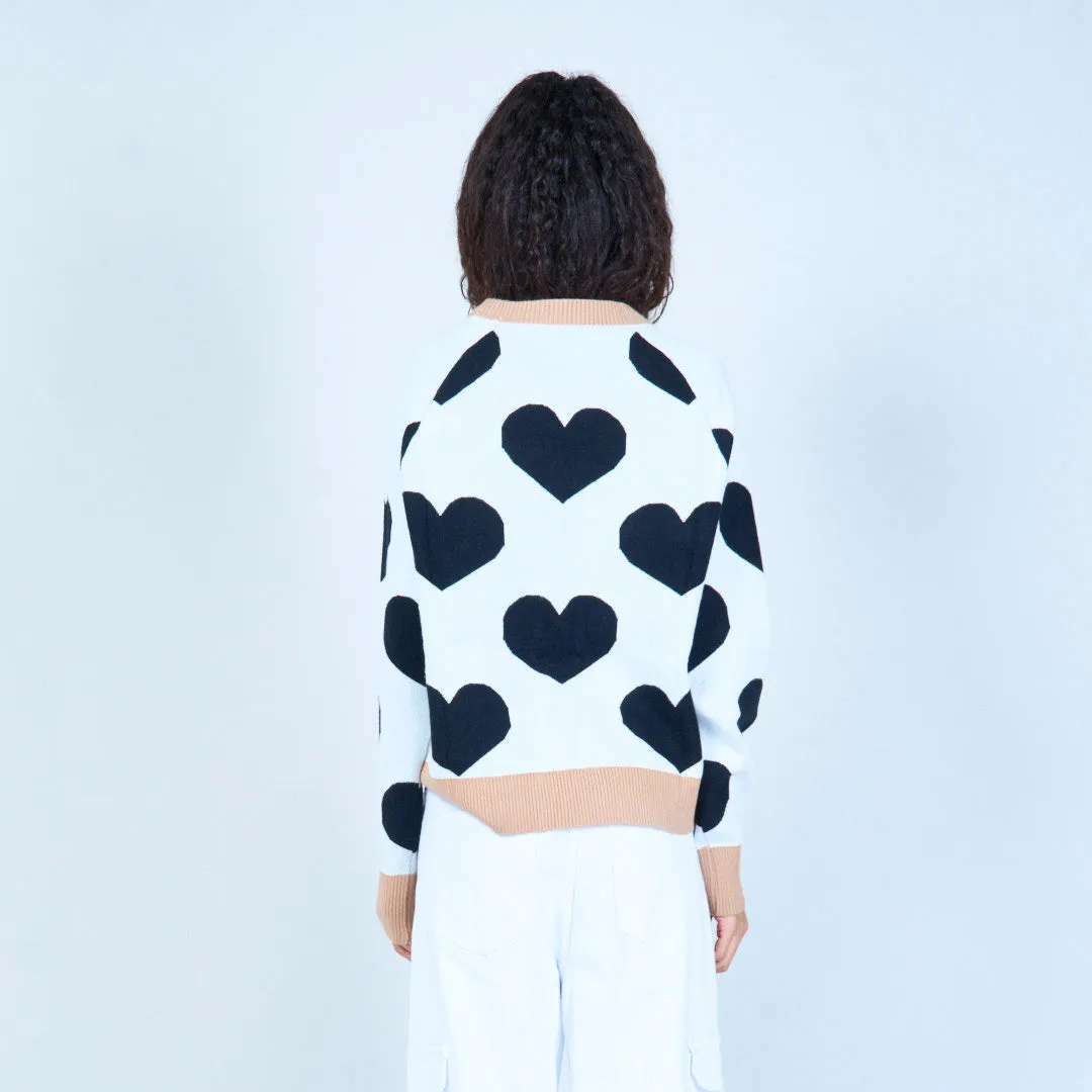 Heart pattern sweater with "Love Forever" design wholesale