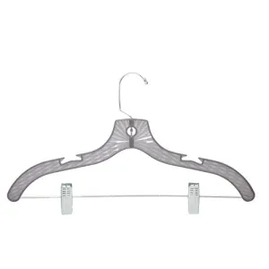 Honey-Can-Do HNG-05912 Crystal Tinted Suit Hanger with Clips, 5 Pack, Gray