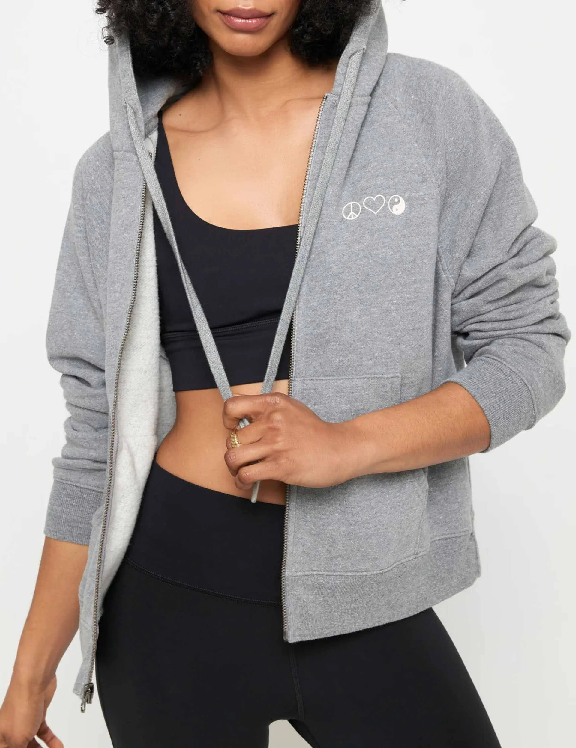 Inhale Exhale Everyday Zip Hoodie - Heather Grey