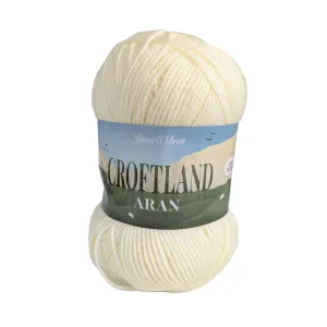 James C Brett Croftland Aran Yarn - A201 Cream - 200g Ball of Wool