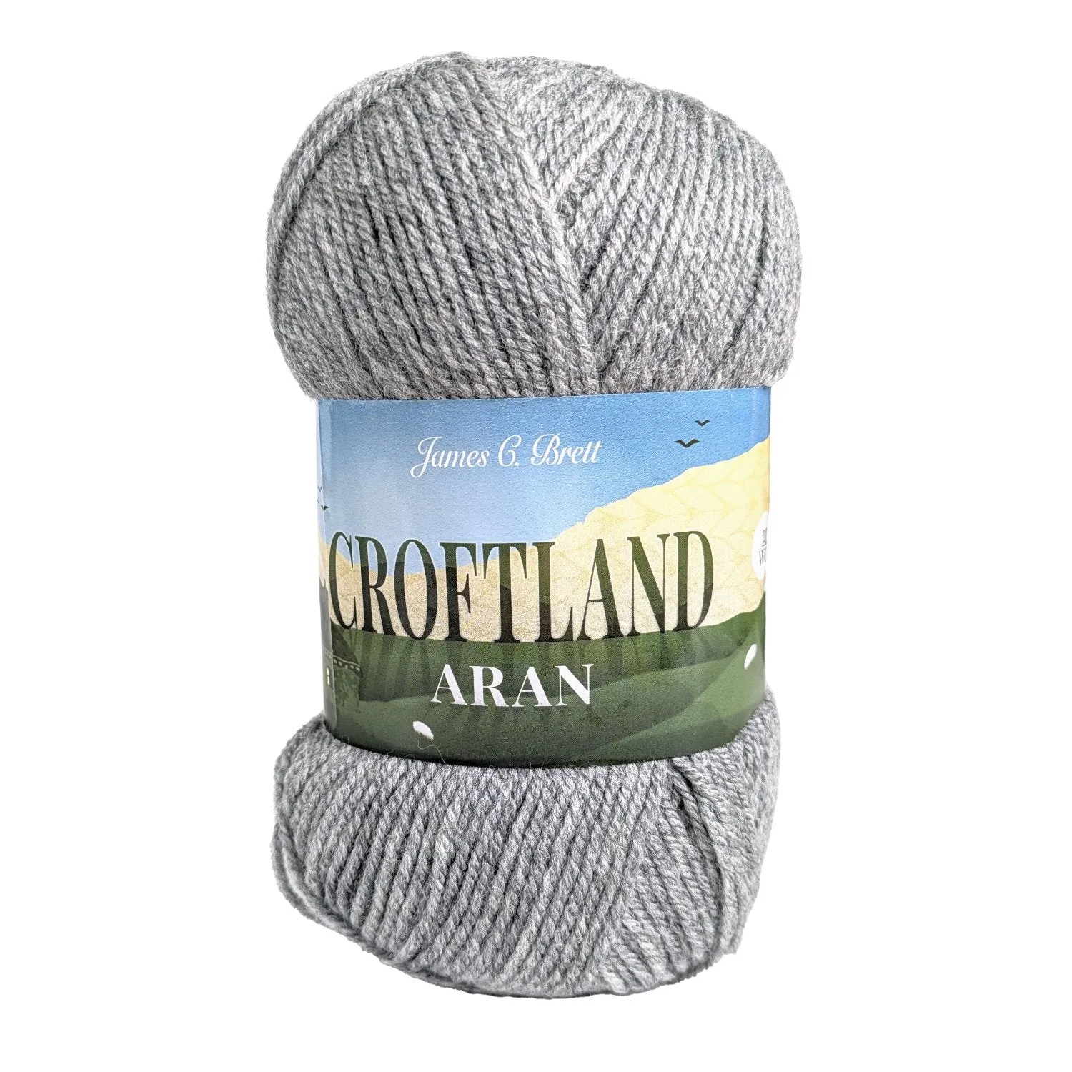 James C Brett Croftland Aran Yarn - A211 Light Grey - 200g Ball of Wool