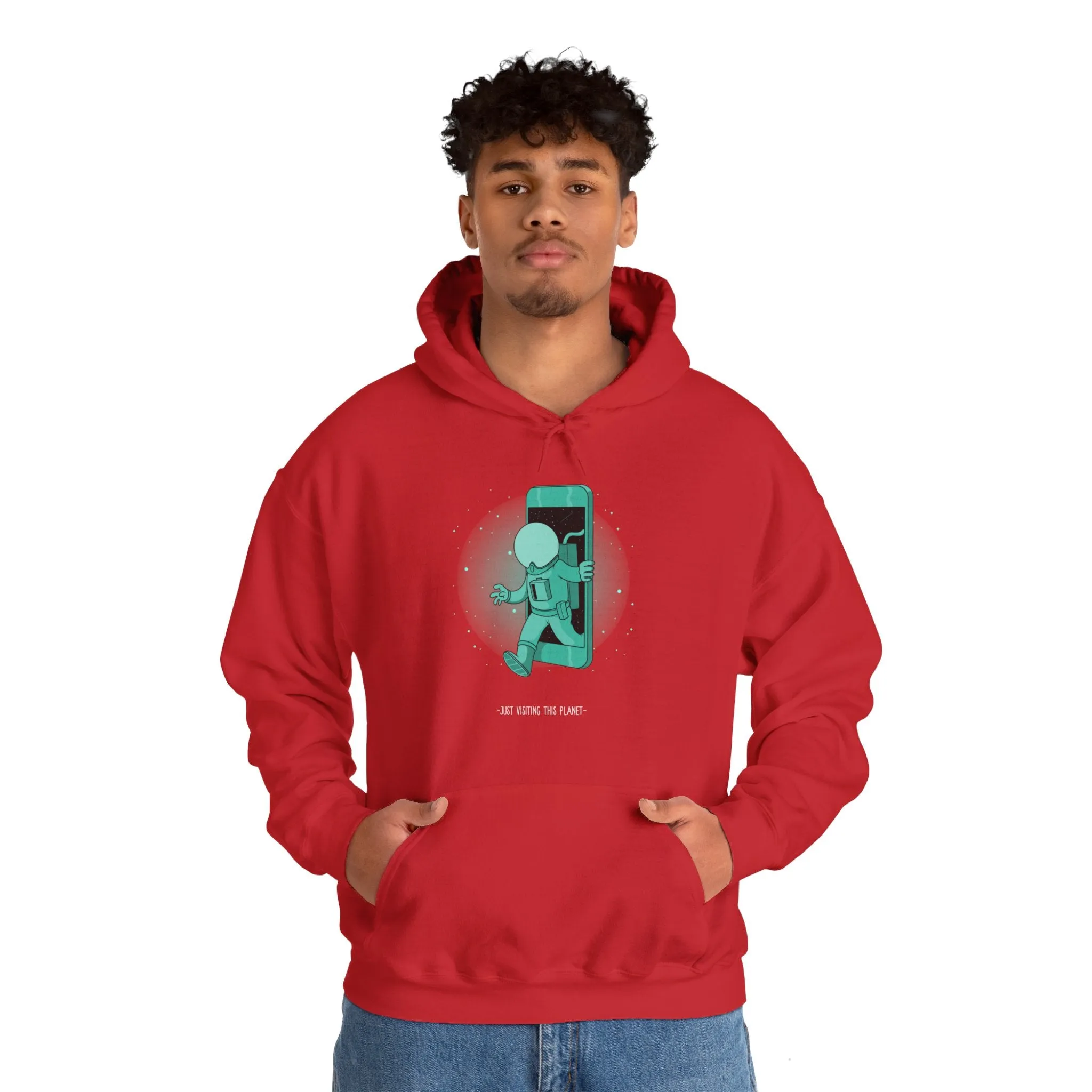 Just Visiting This Planet Funny Sci-Fi Hoodie