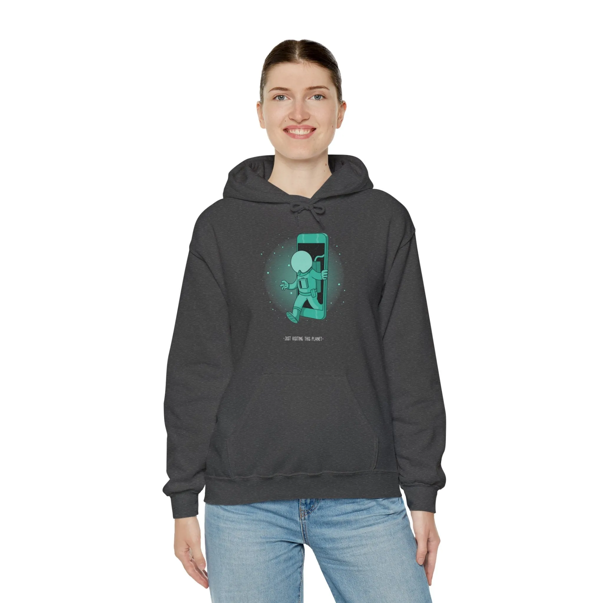 Just Visiting This Planet Funny Sci-Fi Hoodie