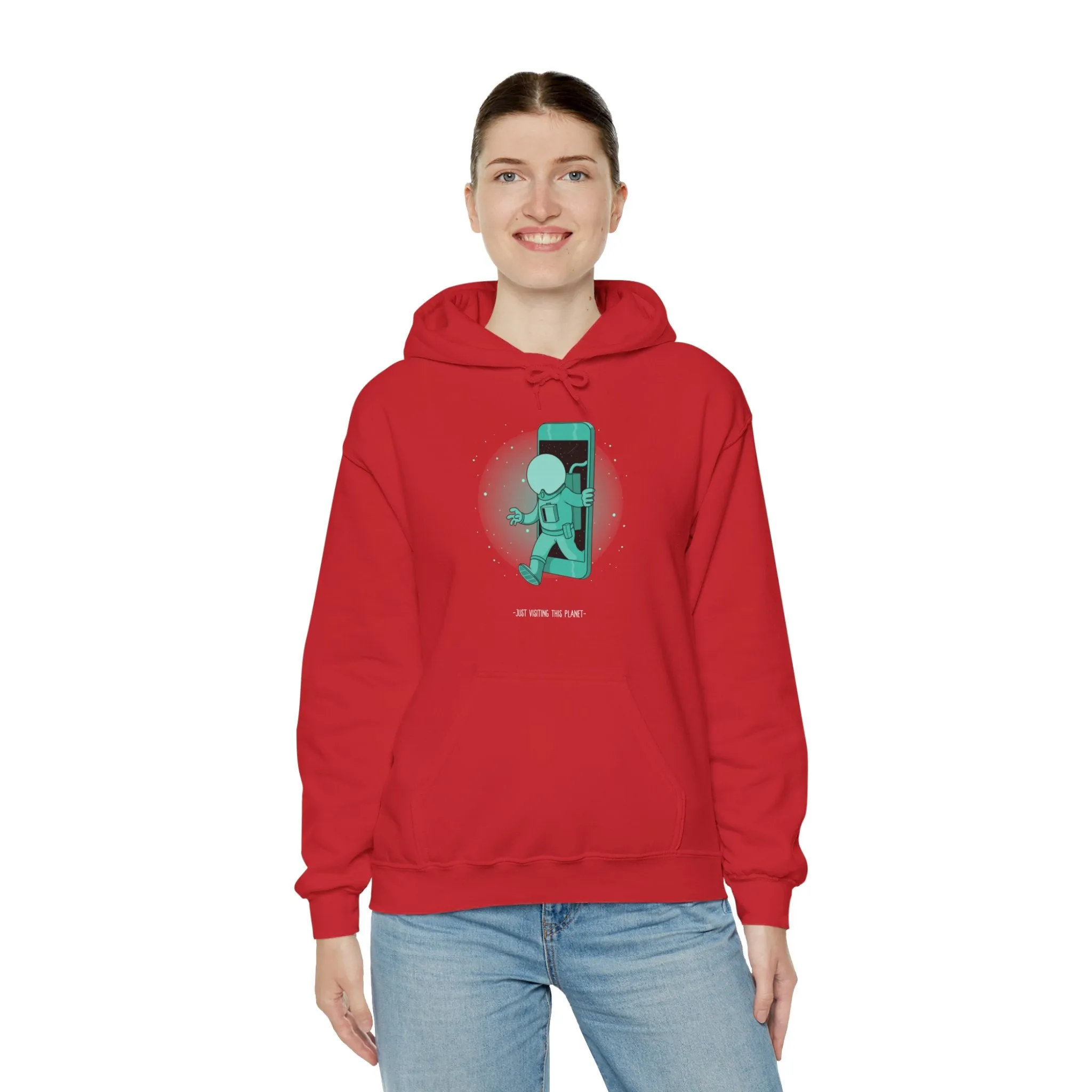 Just Visiting This Planet Funny Sci-Fi Hoodie