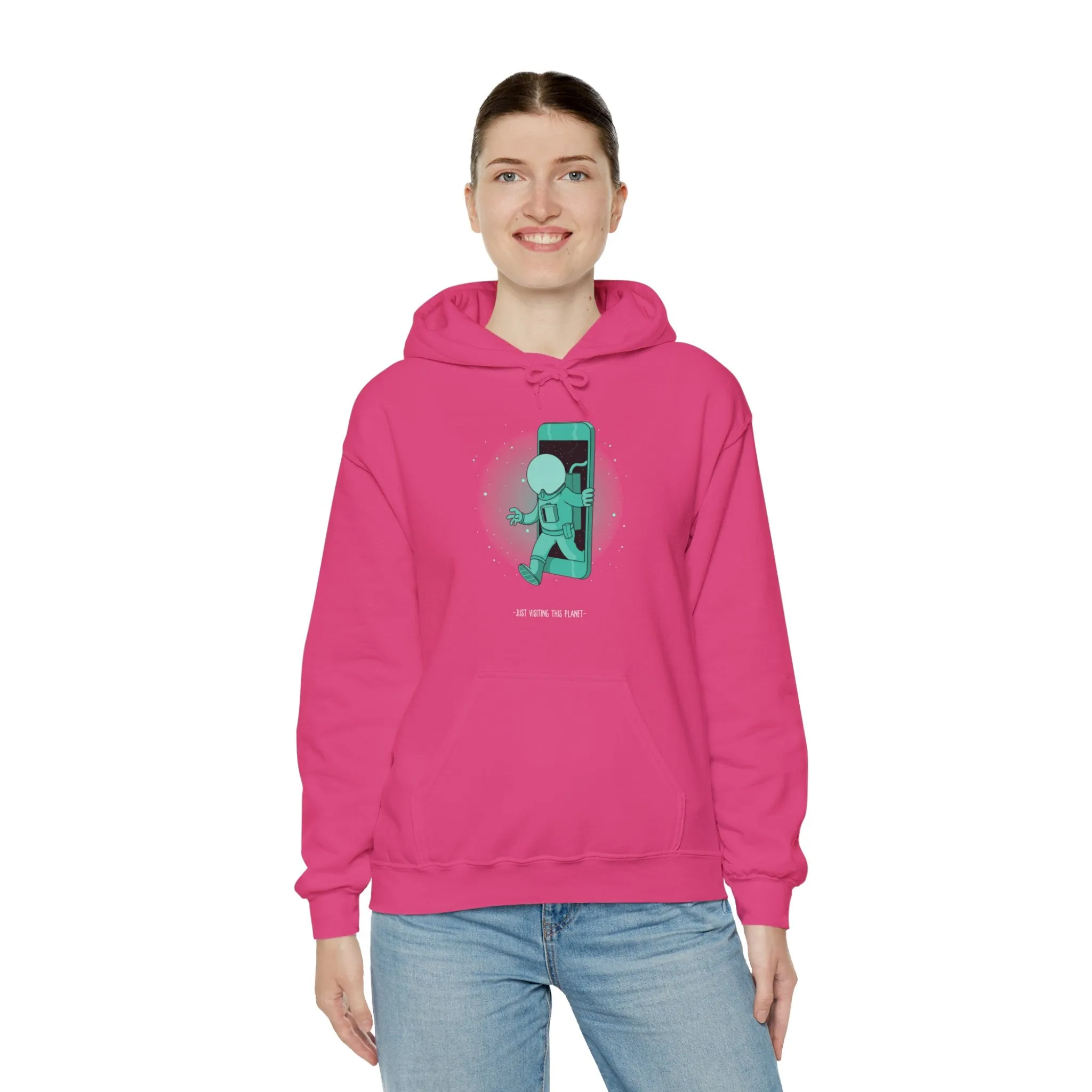 Just Visiting This Planet Funny Sci-Fi Hoodie