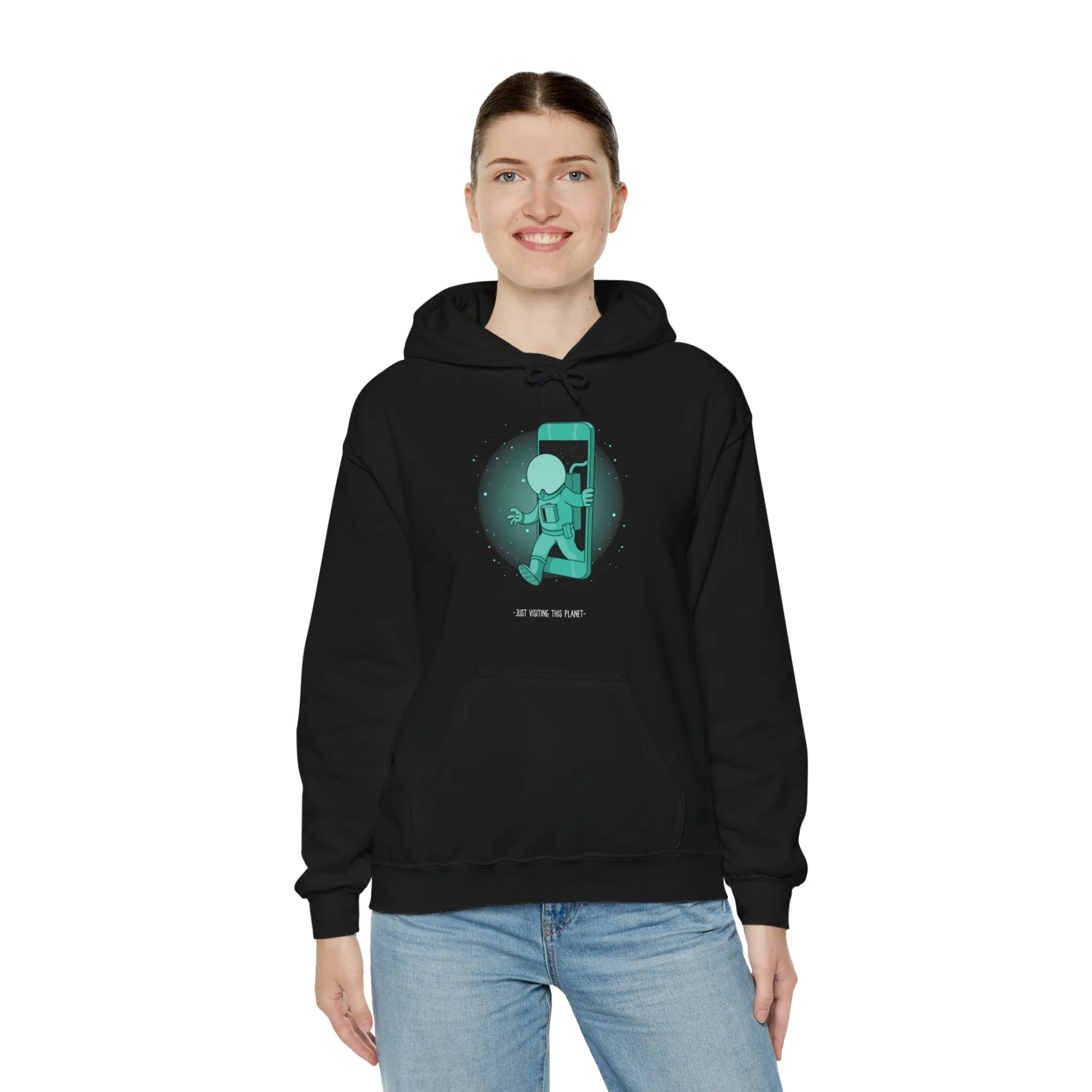 Just Visiting This Planet Funny Sci-Fi Hoodie