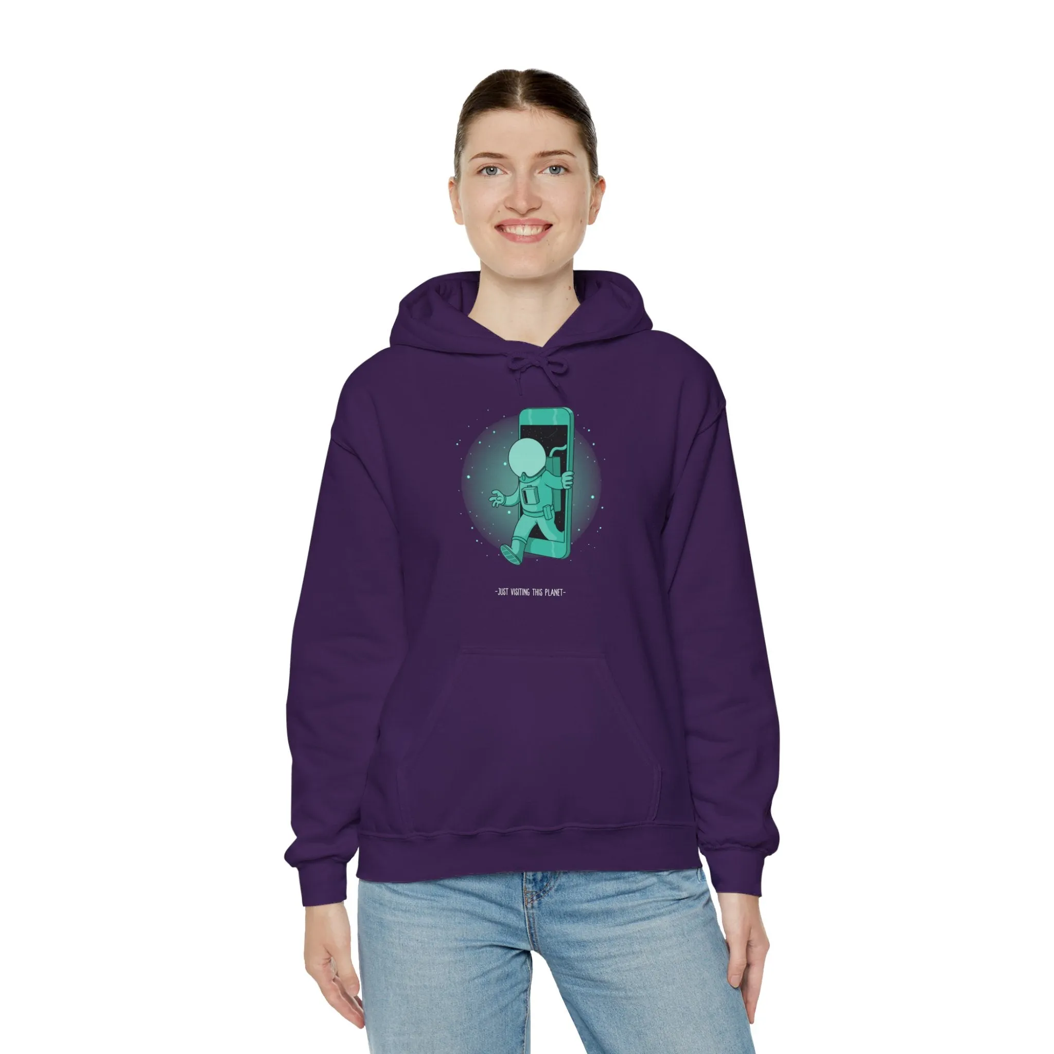 Just Visiting This Planet Funny Sci-Fi Hoodie