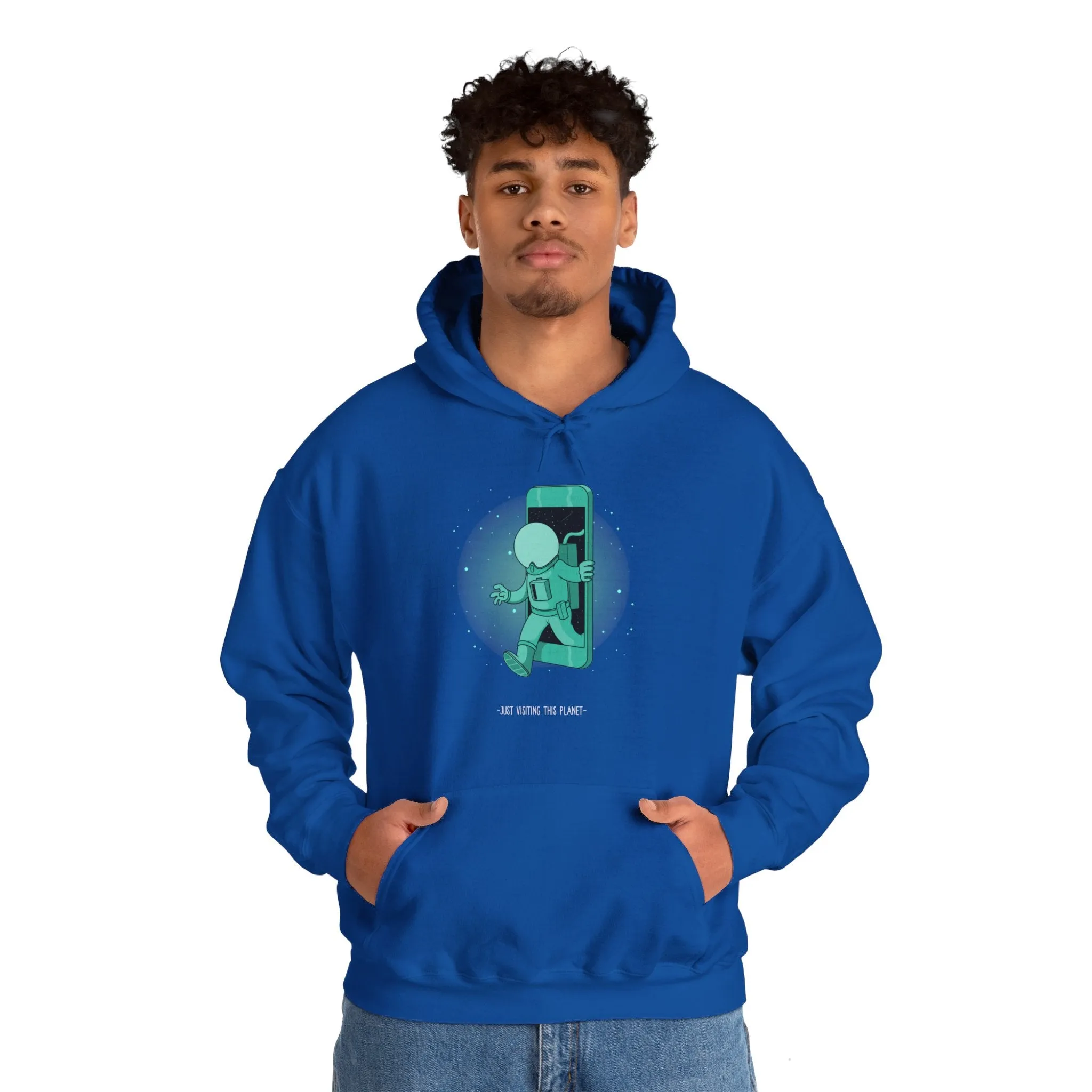 Just Visiting This Planet Funny Sci-Fi Hoodie