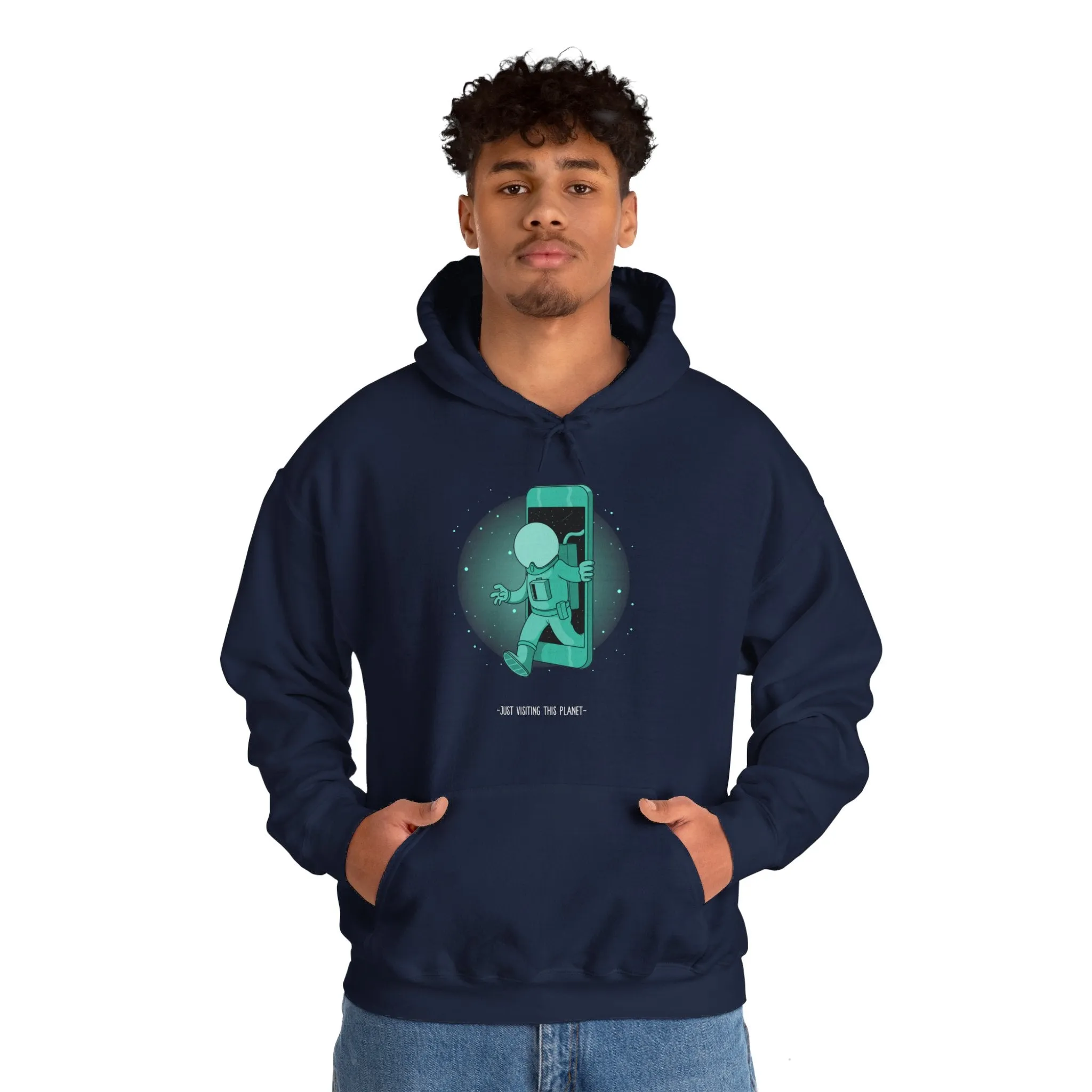 Just Visiting This Planet Funny Sci-Fi Hoodie