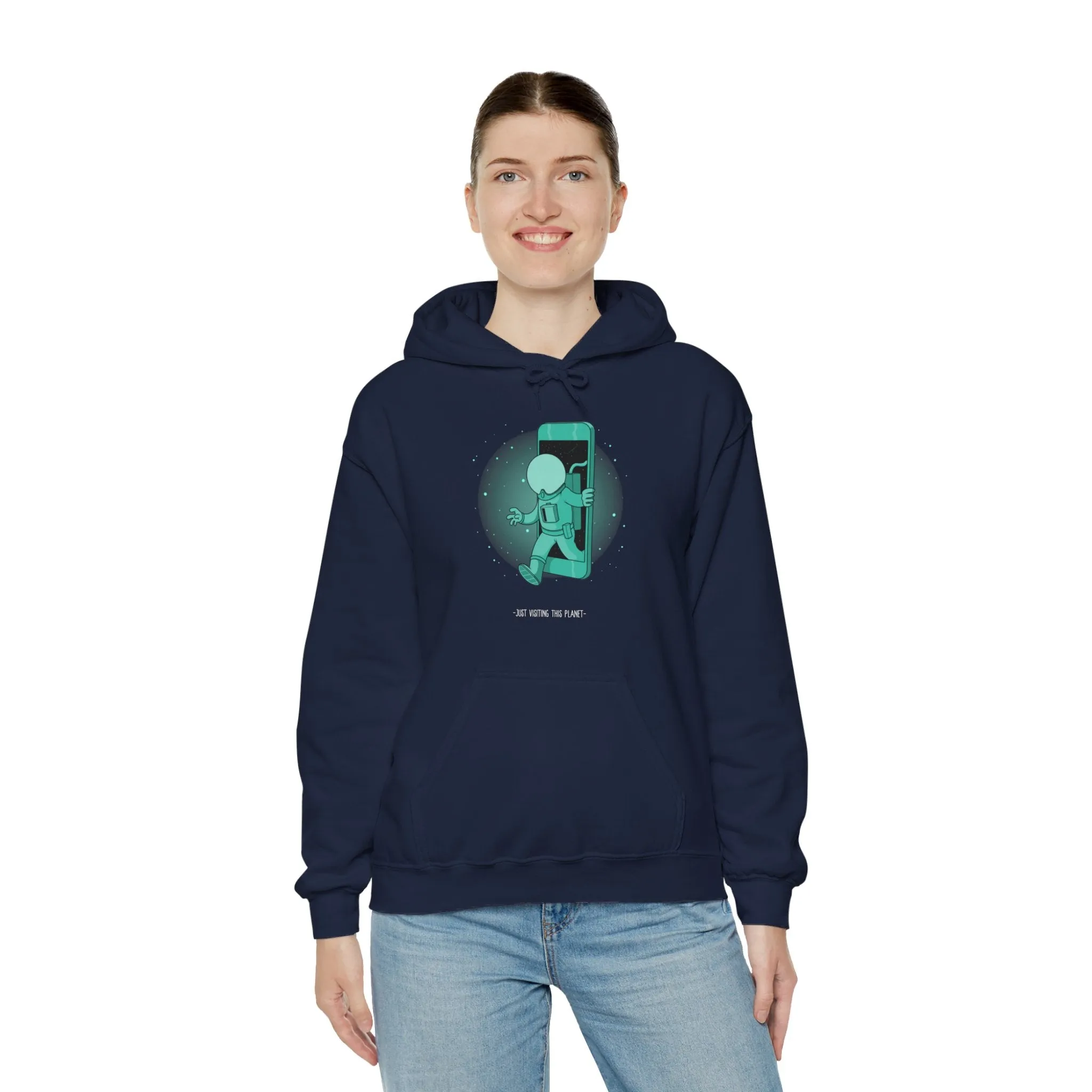 Just Visiting This Planet Funny Sci-Fi Hoodie