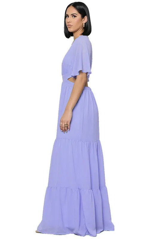 Lavender Sexy Chiffon Maxi Dress